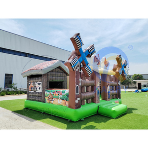 Château gonflable sur le thème de la ferme avec moulin à vent et animaux pour les fêtes d'<span class=keywords><strong>anniversaire</strong></span> sur le thème de la ferme et les événements de maternelle - Product Image 2