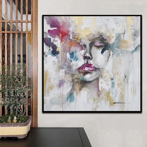 Pittura a olio astratta moderna dipinta a mano ritratto del viso delle <span class=keywords><strong>donne</strong></span> decorazione della parete per l'ufficio o la casa 100% la Base <span class=keywords><strong>di</strong></span> supporto della tela - Product Image 5
