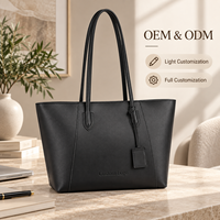 Sac fourre-tout vintage en cuir PU noir avec logo personnalisé, grande capacité, style coréen, décontracté, pour femme, sac à bandoulière quotidien 2026