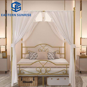 Lit à baldaquin de style palais de haute qualité, taille double, inspiré des princesses, avec cadre robuste pour adultes et enfants - Product Image 2
