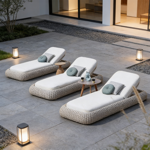 Chaise longue de jardin d'extérieur moderne en <span class=keywords><strong>corde</strong></span> tressée pour la plage, la piscine, le soleil - Product Image 2