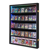 Vitrine murale noire pour 35 cartes gradées avec éclairage LED, verrouillable, pour collectionneurs de cartes sportives