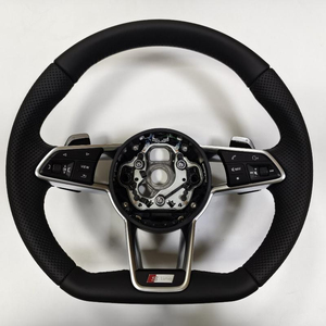 Volant sport en cuir rouge à 3 branches avec bouton de démarrage pour <span class=keywords><strong>Audi</strong></span> R8 TTRS <span class=keywords><strong>RS3</strong></span> S4 S5 SQ5 S7 - Product Image 1