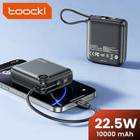 Toocki Mini chargeur portable 10000mAh câble de USB-C intégré haute vitesse 22.5W PD charge pour téléphone portable