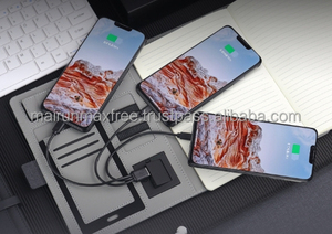 Nouveau carnet A5 à bouton magnétique avec chargeur sans fil, couverture en tissu PVC, idée cadeau d'affaires, coffret cadeau de Noël en cuir - Product Image 6