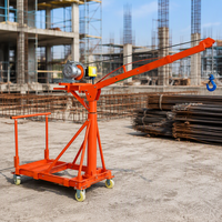 Palans électriques portables de 450 kg, 220 V, mini-grue orange, treuil en acier de 12 m avec poignée manuelle d'urgence pour garage, levage domestique