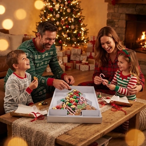 Boîte cadeau en carton en forme de sapin de Noël avec couvercle, pour sucettes, confiseries, desserts, aliments sucrés, emballage jetable pour sucre, lettres en carton - Product Image 5