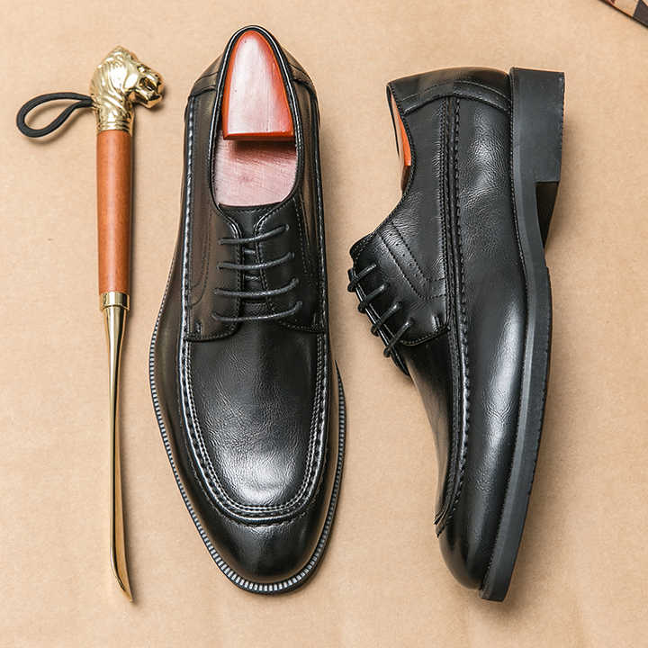 Men's Elegant PU Leather Lace Up Lightweight Dress Shoes