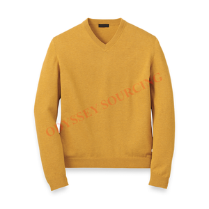 Cómodo suéter de algodón 100% con cuello en V para hombres con diseño elegante Jersey de invierno de punto suave antibolitas y antiarrugas - Product Image 6