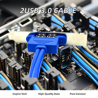 Kabel USB 3.0 20-Pin IDC 3-in-1 Pengisian Daya Transfer Data Selubung PVC Kompatibel Logam Female Komputer 2Port 3A Pengisian Cepat