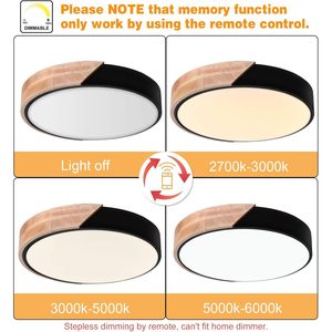 Dislive da 11 pollici moderno minimalista plafoniera a LED con montaggio a filo dimmerabile legno metallo acrilico temperatura colore 6000K 18W IP44 - Product Image 4
