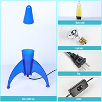 Lampe à lave de 16 pouces, toute nouvelle, style fusée, avec base peinte en orange et noir, en verre, en métal, style rétro, indice de protection IP65