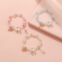Bracelets à breloques en forme de nœud papillon plaqués or au design kawaii, promotion, couleur printemps fantaisie, perles acryliques en forme de tulipe, bracelets pour adolescentes