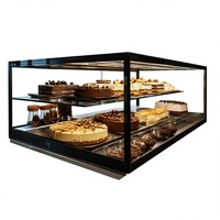 Vitrine de pâtisserie en verre incurvé LED avec portes verrouillables pour café, pâtisserie, boutique de vente au détail