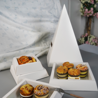 PACKINWAY Benutzer definierte Kraft Takeout Pyramiden form Catering Verpackung Lebensmittel qualität Papier box Brot Dessert Pyramiden kuchen box Benutzer definiert