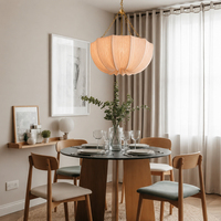 Lustre suspendu texturé en tissu avec chaîne en métal doré, douilles E26, 110V, pour salle à manger, éclairage suspendu au plafond de la maison