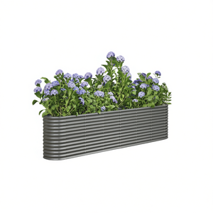 Bac à légumes surélevé en acier thermolaqué gris 102,4 x 15,7 x 26,8 pouces pour la culture des légumes - Product Image 1