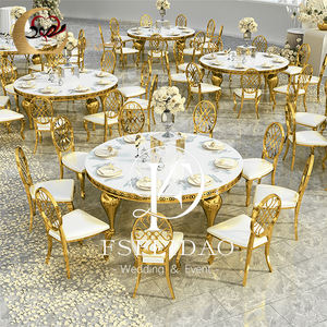 Muebles de Boda de Lujo, Mesa de Comedor Redonda de Acero Inoxidable con Tapa de Cristal y Núcleo de MDF para Uso en el Hogar y Hoteles, Diseño Moderno - Product Image 4