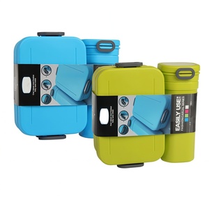 Ensemble boîte bento et bouteille à double boucle scellée sans BPA - Contenant repas micro-ondable anti-fuite avec compartiment intérieur amovible - Product Image 1