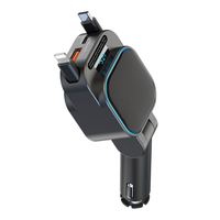 Meilleure vente 96W chargeur de voiture super rapide charge PD ligne rétractable et foudre + QC3.0 et port PD chargeur de voiture SC07