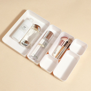 <b>Drawer</b> <b>Storage</b> <b>Box</b> With Dividers Rectangular Plastic Desktop Cosmetic Organizer No Lid Flexible Combination Small Compartment - Product Image 4