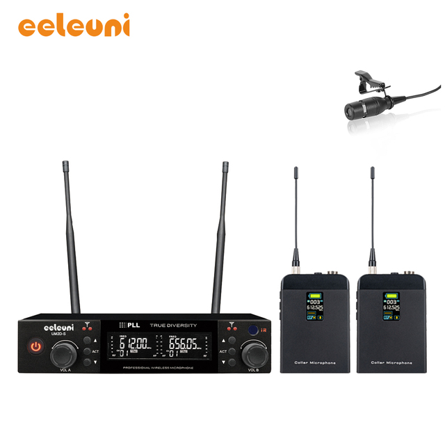 UM2D-S/UT38L True Diversity Dual Channels Wireless Microphone Lavalier Microphone for Church / Conference