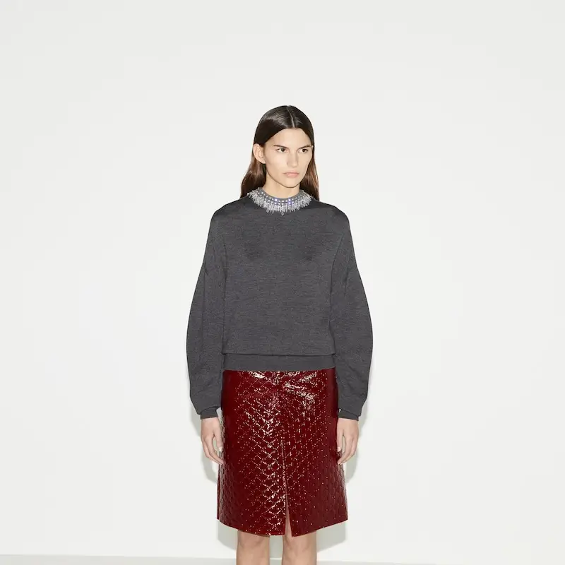 YTグレーファインニットウールセーター女性用スパンコール装飾ニット