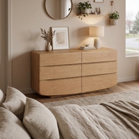 Commode à 6 tiroirs en bois massif de chêne européen traditionnel, armoire de rangement pour chambre à coucher, fabriquée en Chine