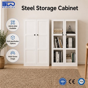 <span class=keywords><strong>Armadio</strong></span> in Acciaio <span class=keywords><strong>con</strong></span> Ante in Vetro, <span class=keywords><strong>Ripiani</strong></span> Regolabili, Libreria, <span class=keywords><strong>Armadio</strong></span> Resistente per Ufficio e Biblioteca, OEM - Product Image 1