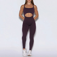 Combinaison de sport sans manches pour femme, dos évidé, vente en gros, vêtements de sport, combinaisons et justaucorps de gym pour femme