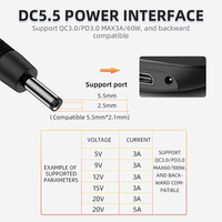 Kabel Adaptor Daya USB 3.1 Tipe-C Male ke DC 5.5X2.5mm Female 0.2m Stabil untuk Ponsel, Power Bank, Kamera, dan Komputer