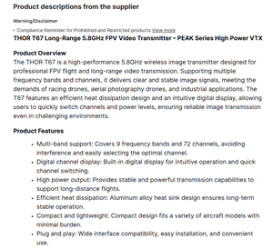 THOR T67เครื่องส่งวิดีโอ FPV ระยะไกล5.8GHz ซีรีส์ PEAK VTX พลังสูงสำหรับ Fpv - Product Image 4