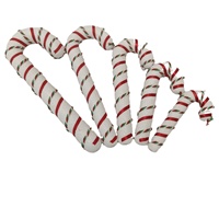 Décorations suspendues pour sapin de Noël en mousse pelucheuse, pendentif en forme de canne à sucre rayée avec nœud en ruban, décoration simple, cadeau