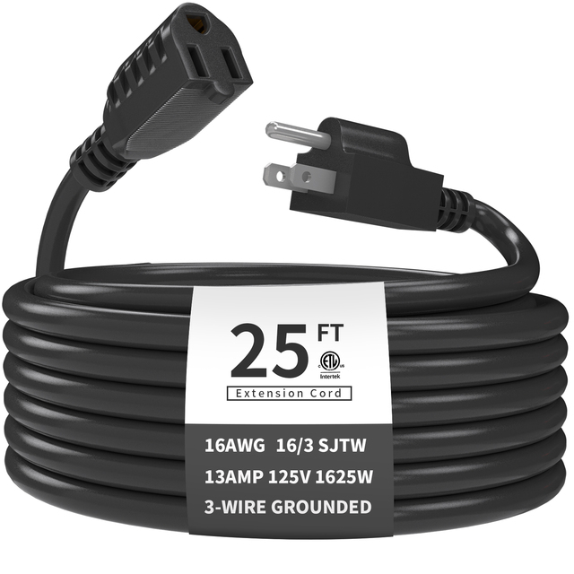 13 Amp 16 AWG 3 Prong Outdoor Extension Cord 3 Pin USA American Indoor/ Outdoor Electrical Power Cord