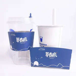 Disposable Heat Resistant Event Cup sleeve Fans With Logo Printed For Hot Drink Cardboard Paper Coffee Cup Sleeve Holder Custom