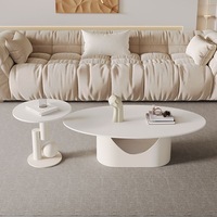 Nouvelle table basse et table à thé ovale en pierre frittée 2026 avec structure métallique et design décoratif pour petit salon, mobilier de maison