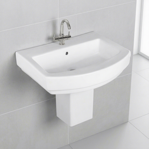 Ensemble de lavabo rectangulaire en céramique de qualité export avec demi-pied - Product Image 6