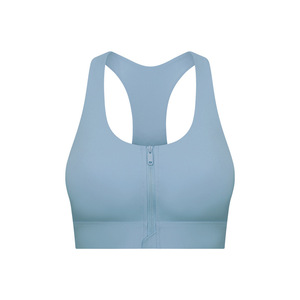 Soutien-gorge de sport 2025 pour femme, respirant, réglable, à maintien élevé, à motif écossais et orné de cristaux, avec fermeture éclair frontale, antichoc, pour la gym - Product Image 5