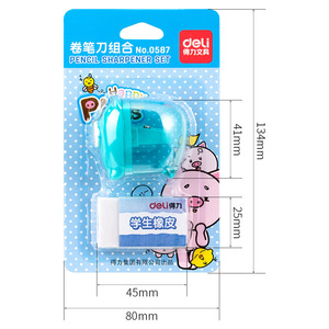Deli Pig Pencil Sharpener 0587 Plastic Cute Design For Kids And Office Use - Product Image 5