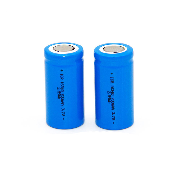 Rechargeable 16340 Lithium Battery Pack 3.7V High Capacity 700MAH Blue 500 Cycles High Intensity Flashlight Camera Compatible