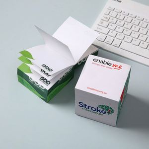 Bloc-notes carré tridimensionnel personnalisable avec base en bois, notes adhésives, papier imprimé sur le côté, matériau pour la publicité - Product Image 4