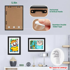 Có thể thay đổi 8.5x11 inch trẻ em dự án nghệ thuật trẻ em nghệ thuật khung phía trước mở hình ảnh hiển thị khung đen trẻ em tác phẩm nghệ thuật khung - Product Image 5