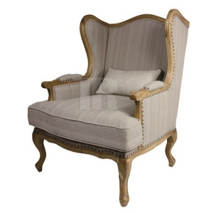 French Chaise De Sofa Wood Frame Natural Upholstered Seats Fabric Classic Bedroom <b>Arm</b> Single Sitting Sofa <b>Chair</b> - Product Image 2