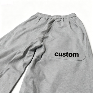 Pantalones Deportivos Personalizados para Hombre, Cintura Elástica, Gris, 100% Algodón, Estilo Casual Otoñal, Bolsillos, Logotipo en la Pierna Derecha - Product Image 3