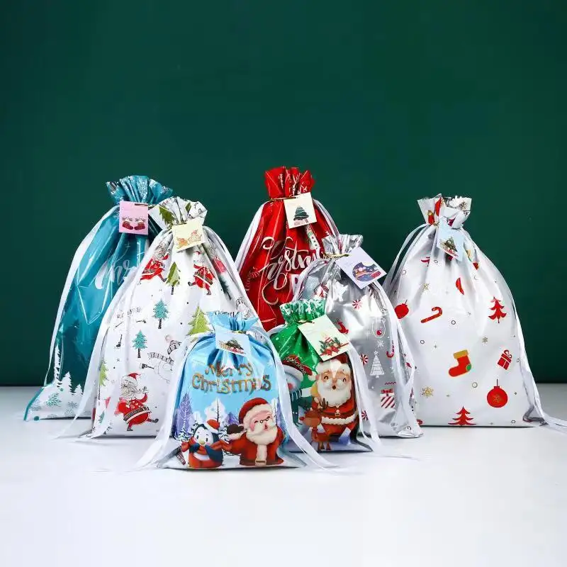 Birthday Christmas Favor Present Boxes Christmas Gift Wrapping Bags With Twist Ties Merry Christmas Party