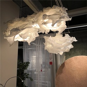 Lustre nuage nordique minimaliste moderne, source de lumière LED E26, abat-jour rond en papier à tête unique pour salon - Product Image 3