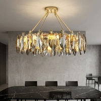 Lustre moderne en cristal ovale avec plumes, plafonnier créatif et simple, anneau de cristal pour table de salle à manger