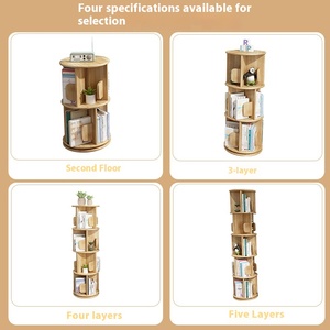 Solid Wood Bookshelf for Home <strong>Library</strong> 360&deg; Rotating Simple Modern Floor-standing Storage Rack for <strong>Bedroom</strong> Children's Room - Product Image 3