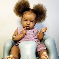 Poupée Reborn Bébé Fille Afro-Américaine Réaliste en Silicone, Corps Entier