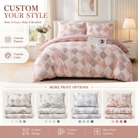 Ensemble de housse de couette à imprimé ethnique en gros, OEM ODM, 3 pièces avec revers uni pour literie à marque privée